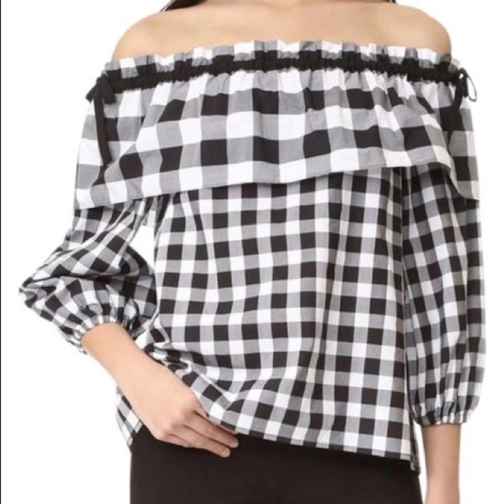 Parker Jenay Gingham Off The-Shoulder Top